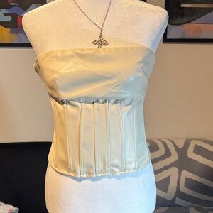 Superdown Beige Strapless Crop Top